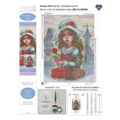 Jacarou – Broderie De Diamants Deluxe 60 X 80 – Flower Girl -Périphériques De Jeu FLOWERGIRLJDD FLO6080KIT
