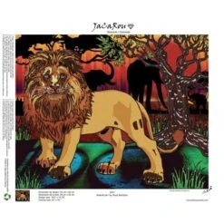 Jacarou – Broderie De Diamants 50 Cm X 40 Cm – Lion